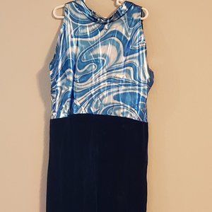 Dance Costume blue and silver velvet and stretchy jumpsuit